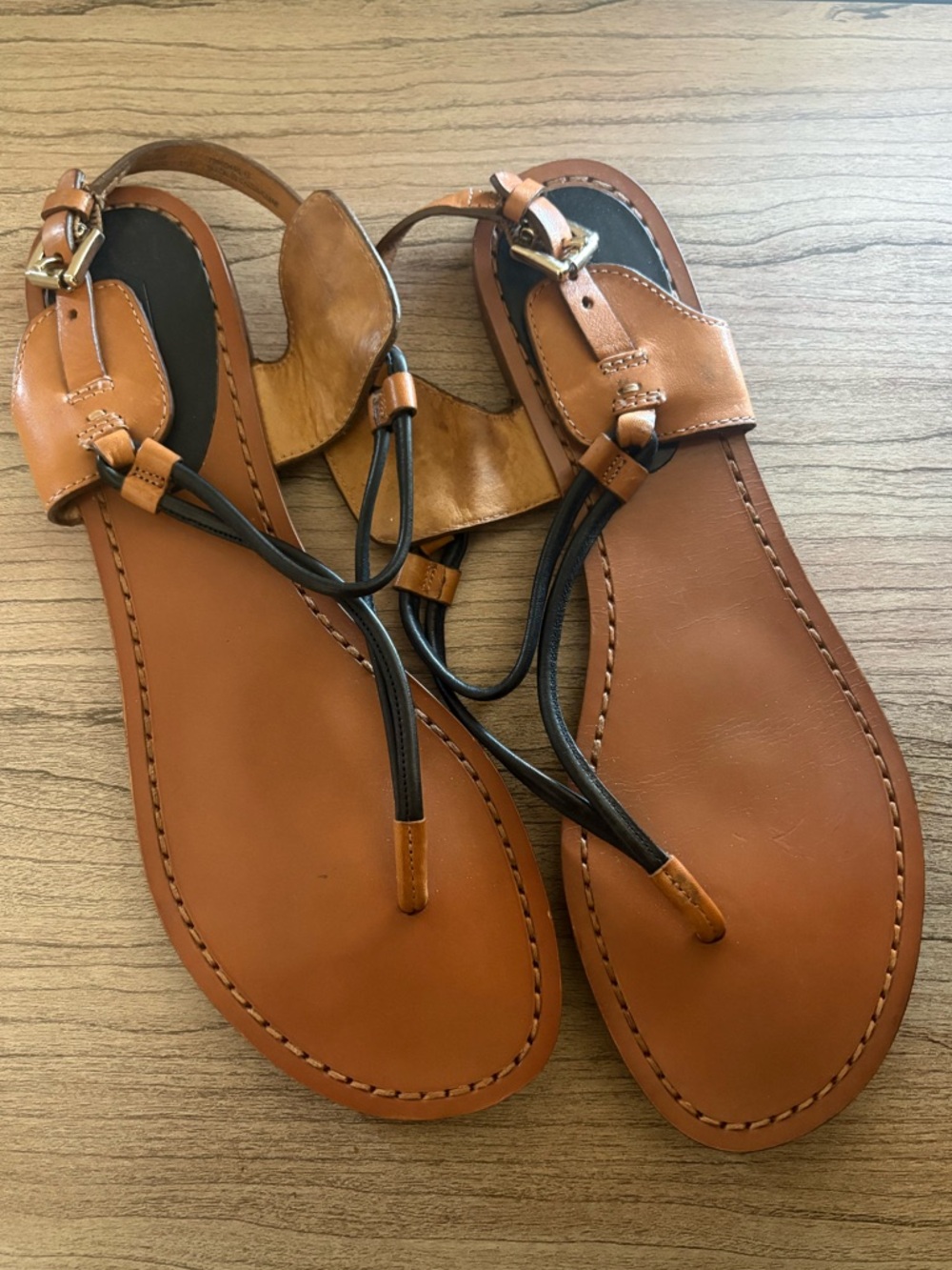 Coach Tan Leather T-Strap Sandals - size 9.5